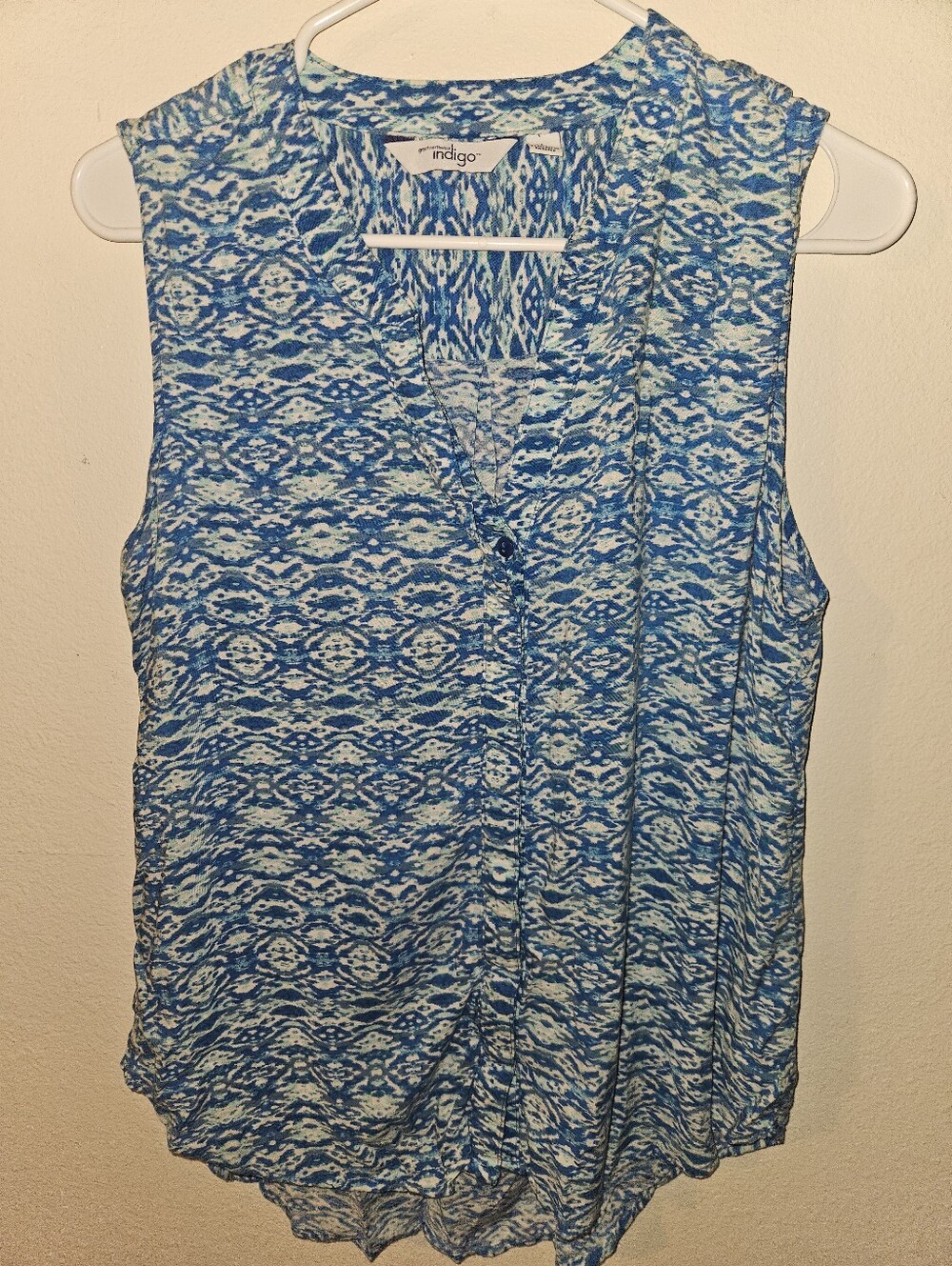 Indigo Womans Sleeveless Blouse Size L